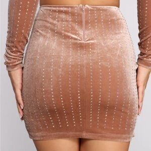 Janessa Formal Heat Stone Velvet Mini Skirt